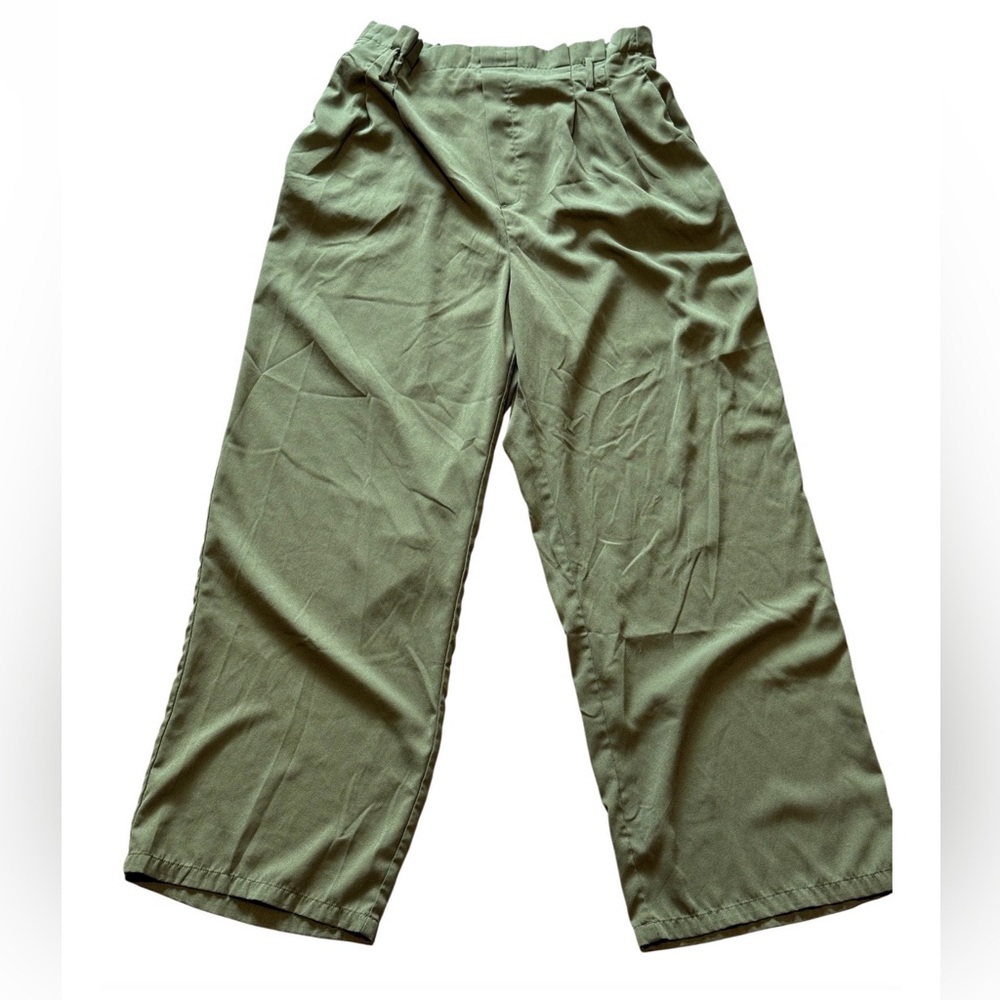 A New Day Olive Green Wide Leg Pants XL High Rise Pull On Casual Workwear